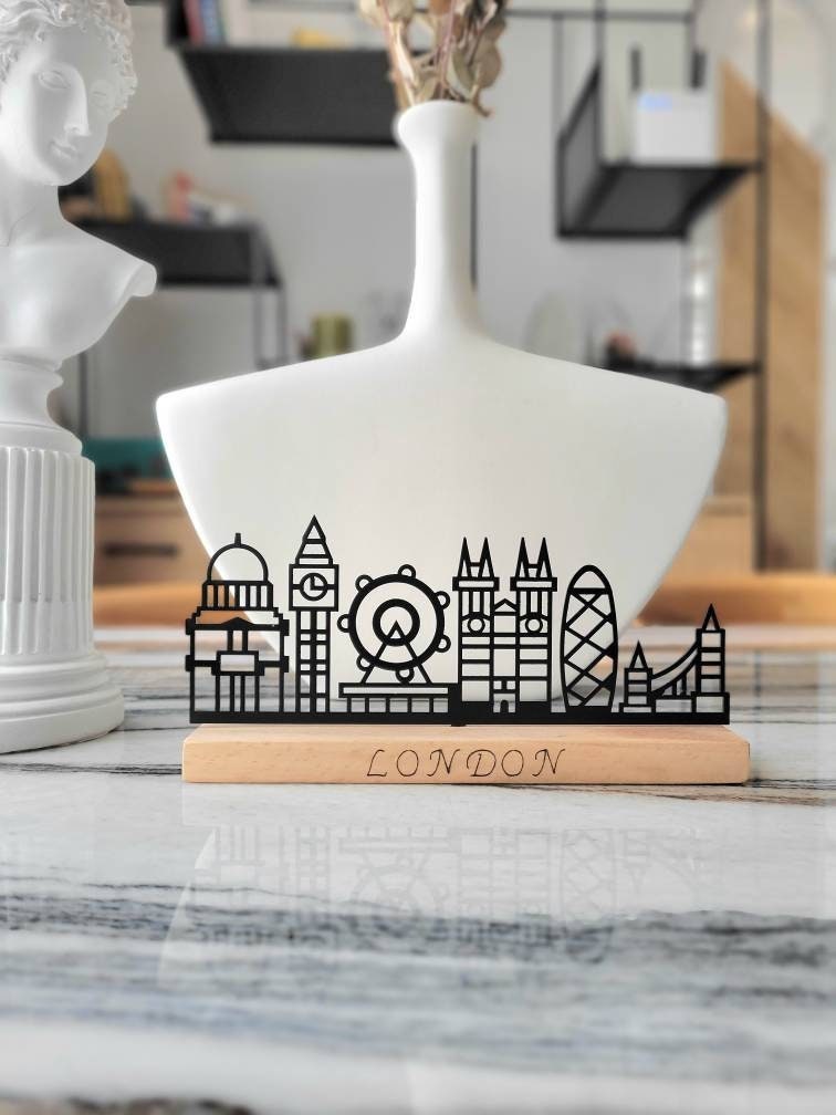 Travel Lover's City Skyline Shelf Decor Paris London Berlin Rome Tokyo outline cityscapes Office Home Bookshelf Decor