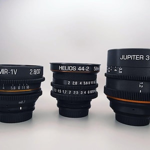 Rehoused Helios 44 58mm Mir-1B 37mm Jupiter-37A 135mm Cine mod lens, Canon EF mount vintage lens, Anamorphic lens, beautiful bokeh