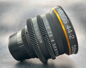 HELIOS 44-2 58mm F/2 Cine Mod Lens – Canon EF Mount – Anamorphic Bokeh, De-Clicked