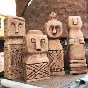 Sumba Man Statues – 4 Item Set, Home Decor Boho, Indo Primitive Art