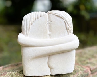 The Kiss Brancusi - Handmade Statue 5.7 inches - Ceramic Sculpture - Made To Order