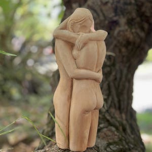 Lesbian Couple Love Statue, Hugging Couple Ceramic Sculpture, Valentines Gift, 11.4 inch