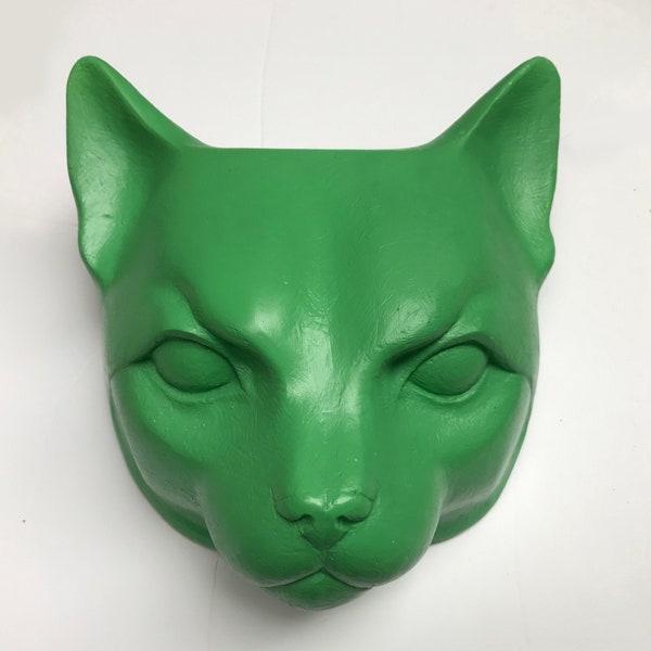 Ceramic Cat Walldecor – Green Cat Face Wall Art - MADE TO ORDER