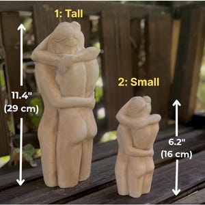 Lesbian Couple Ceramic Sculpture: Handmade Hugging Statue - Valentine&#39;s Gift