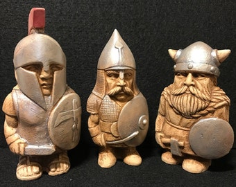 バイキング、ローマ、オスマン帝国の戦士の置物、戦士アートホームデコレーション、ミニチュア像3点セット、ミニマリストアート彫刻