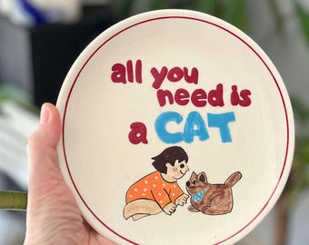 猫好きのための手作りセラミックプレート（ギフト付き） - 必要なのは猫だけ