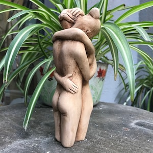 Lesbian Couple Love Statue - LGBTQ Hugging Couple Ceramic Sculpture - Valentines Gift Room Decor