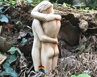 Lesbian Couple Statue - Hugging Couple Ceramics Sculpture, LGBTQ Gift