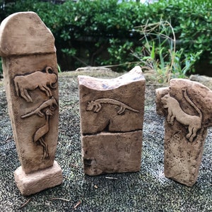 Göbeklitepe Statues 3-Piece Set Artifact, T-shaped Ceramics, Neolithic Monoliths Souvenir