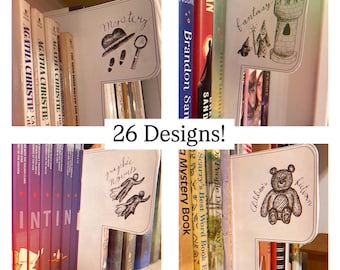 26 Bibliothek Genre Bücherregal-Tabs | Personal Hausbibliothek Schilder, Etiketten, Organisation | Handgezeichnete Buchkunst
