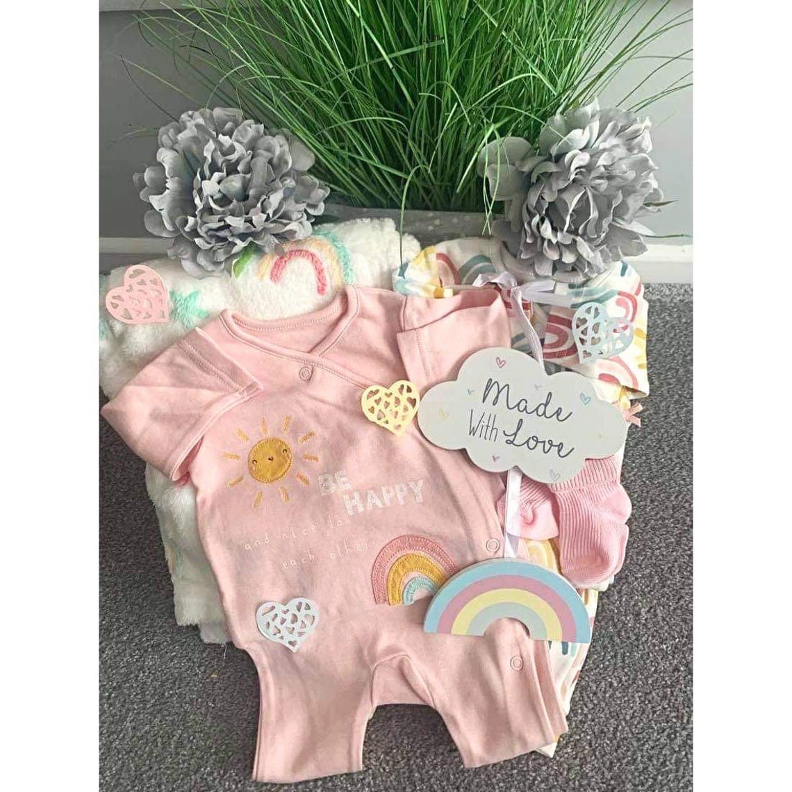 New Baby Gift Hamper Made With Love and Rainbows Etsy UK