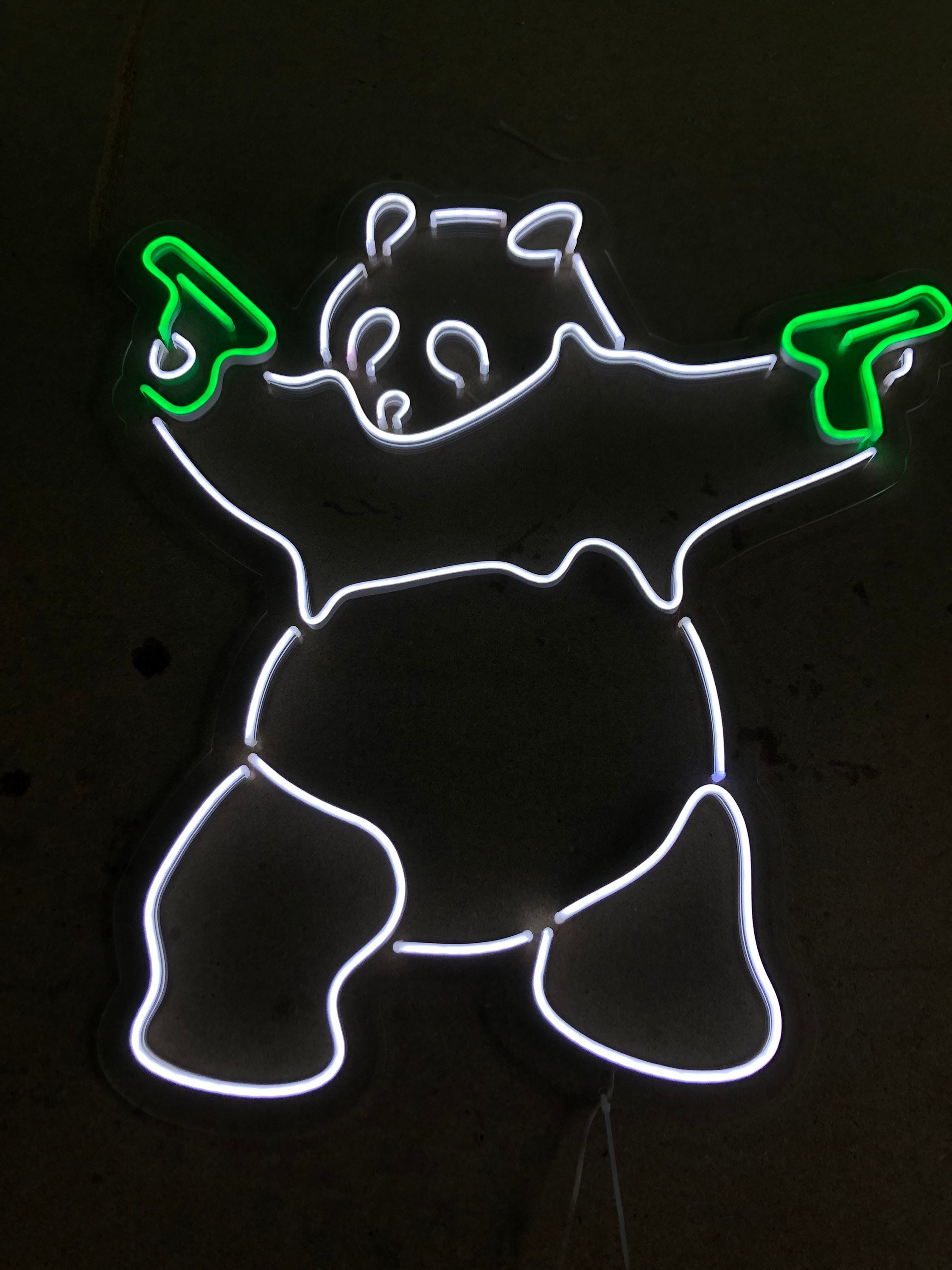 Panda Panda With Pistols Led Neon Sign Wall Decor Wall | Etsy