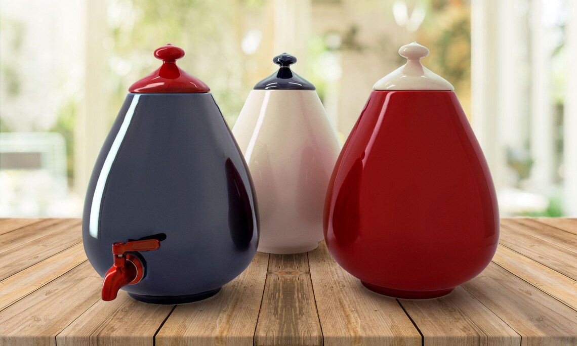 Ceramic Water Dispenser Crock with Metal Tap 5L / Sahara Etsy