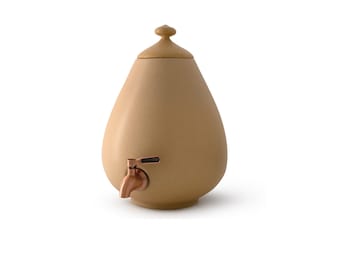 Distributeur d'eau en céramique (pot) avec robinet en métal - env. 1,3 gallon (5 L) / Sahara