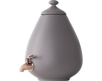 Ceramiczny dozownik wody (garnek) z metalowym kranem - ok. 5 l (1,3 gal.) / grafit