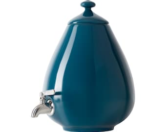 Ceramiczny dozownik wody (garnek) z metalowym kranem - ok. 5 l (1,3 gal.) / błyszczący niebieski