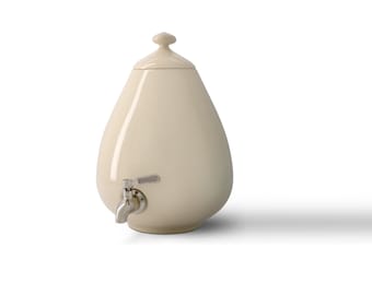 Ceramiczny dozownik wody (garnek) z metalowym kranem - ok. 5 l (1,3 gal.) / Porcelanowy