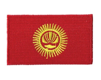 Kyrgyzstan Flag Embroidered Patch Kirghizia Iron-On Kyrgyz Republic Emblem