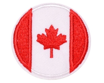 Red MAPLE Leaf Round 2.5" inch Embroidered Iron on Patch Crest Badge N OTTAWA 