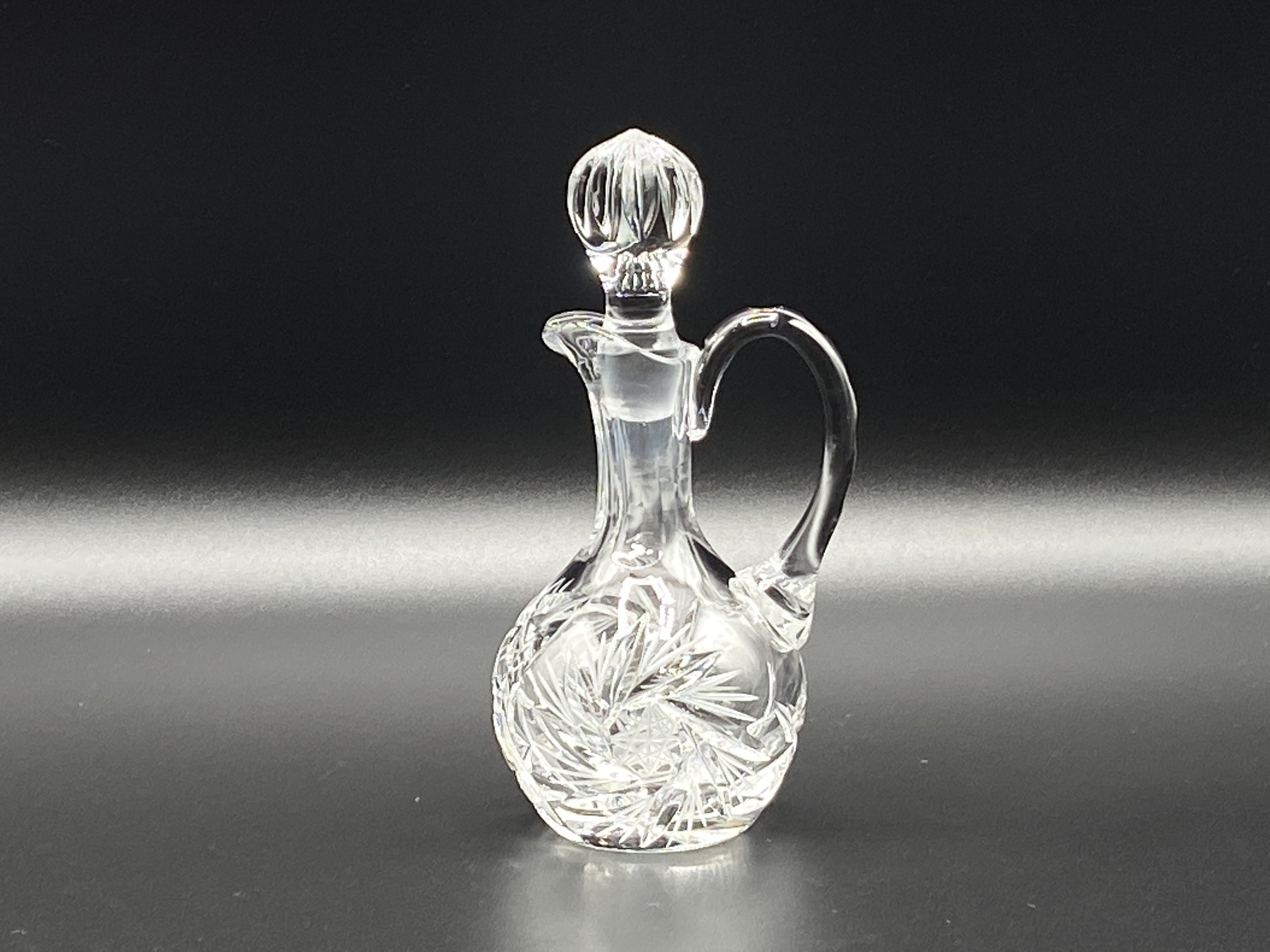 Vintage Crystal Decanter Small Decanter with Lid Vinegar Etsy