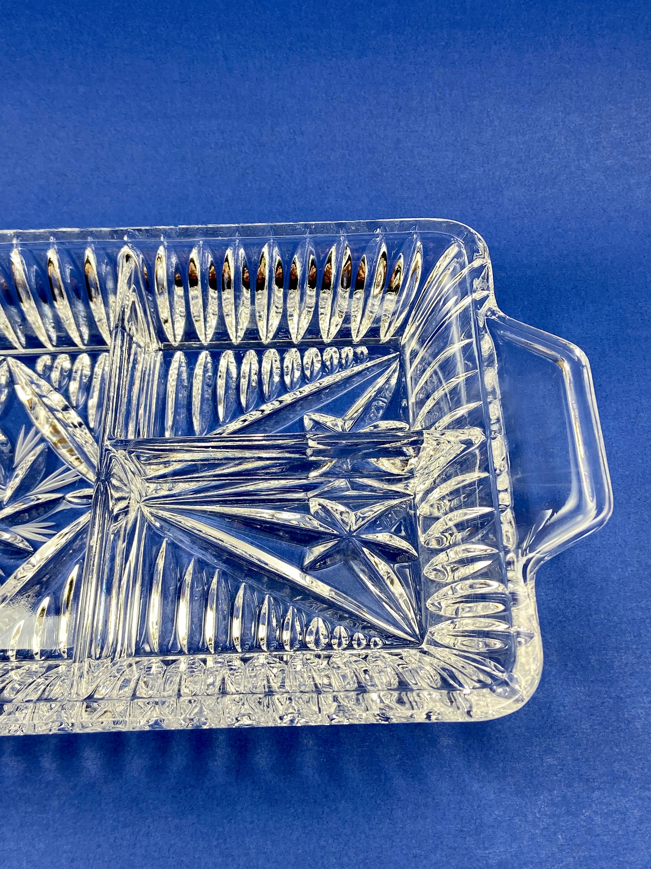 Vintage Crystal Tray 9 3 Section Divided Rectangular Etsy