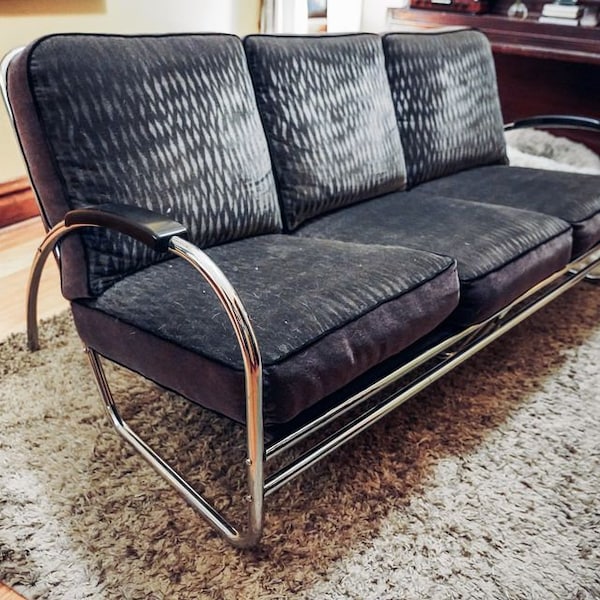 ART DECO COUCH and club chair / Kem Weber or Wolfgang Hoffman Style