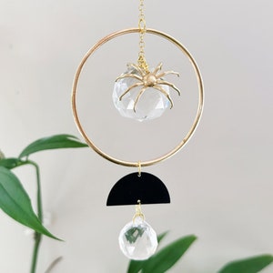 Halloween Spider Suncatcher Decor | Crystal Prism Rainbow Maker