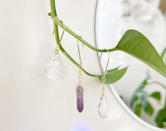 Amethyst Spike Agate Crystal Suncatcher Plant Charms | Set of 3