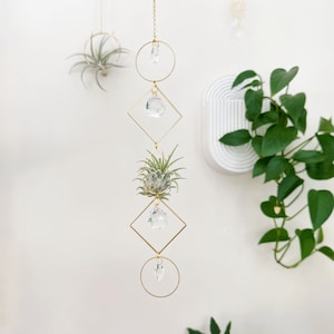Air Plant Suncatcher Display, Plant Hanger, Air Plant Holder, Hanging Crystal Sun Catcher, Suncatcher For Windows, Geometric, Gift | Madison