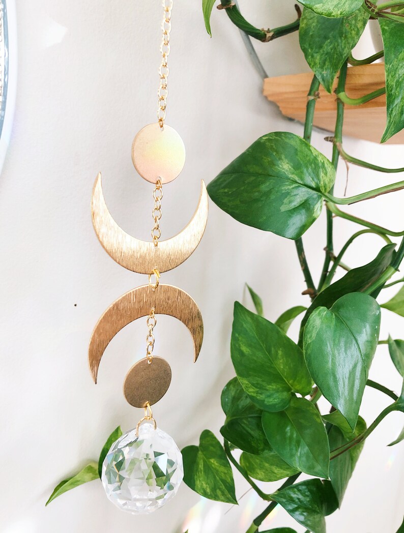 Moon Phase Suncatcher, Rainbow Maker, Moon Charm, Suncatcher For Window, Witchy Decor, Crystal Prism Suncatcher, Mobile, Gifts Rhiannon image 7