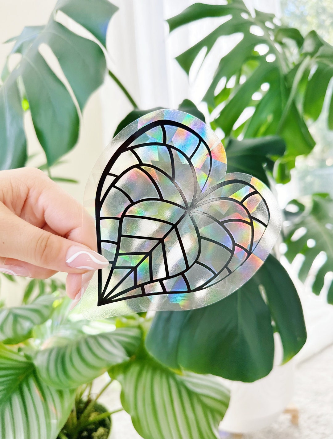 Suncatcher Sticker Anthurium, Suncatcher Window Cling, Prismatic