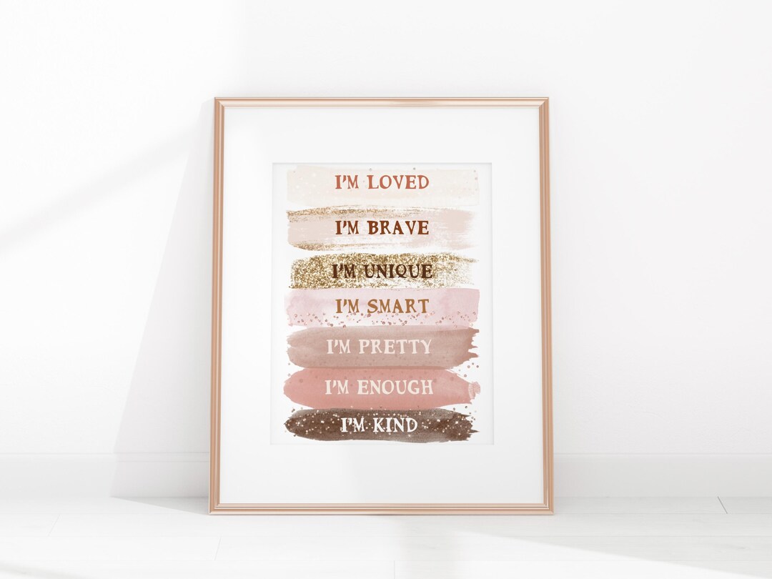 Pink Affirmation Wall Art Print Motivational & Mental Health Decor ...