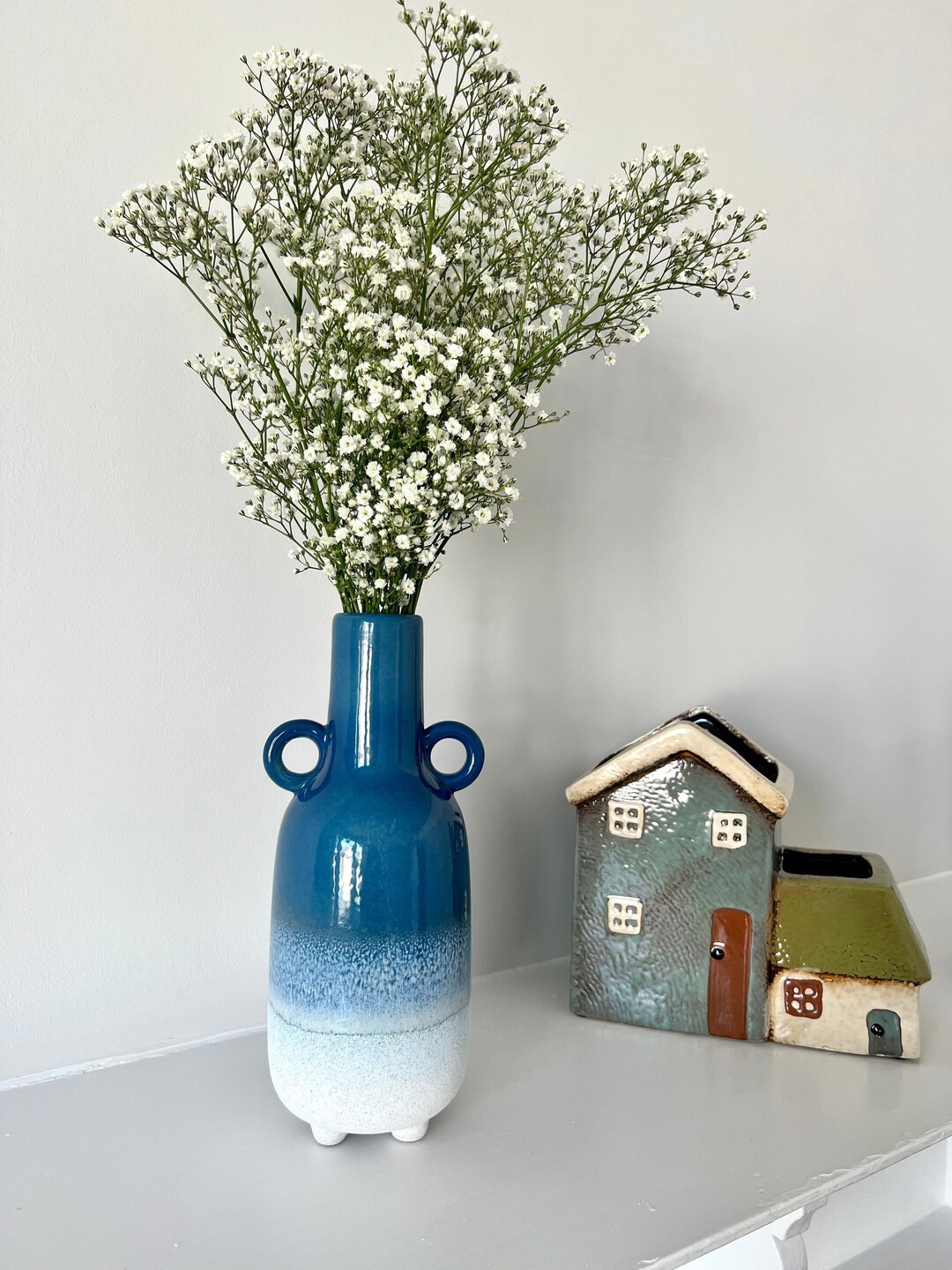 Blue Ceramic Vases for Flowers Blue Home Decor Christmas Etsy UK