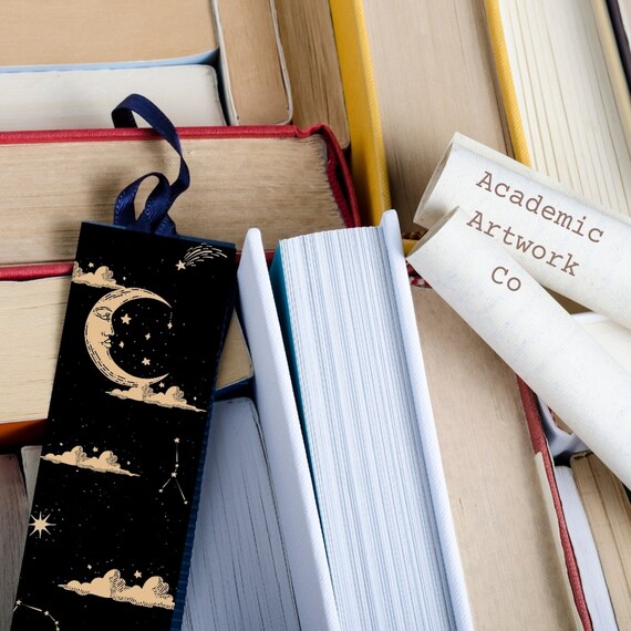 dark moon celestial bookmark dark academia bookmark etsy