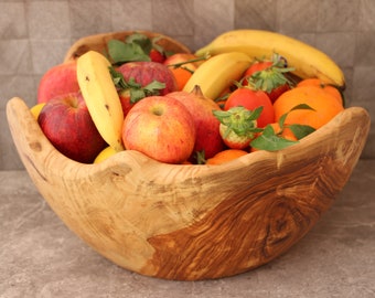 XL Bowl 16inches | Huge Wooden Bowl | Fruit Bowl | Olive Wood | Al Khayma Decor