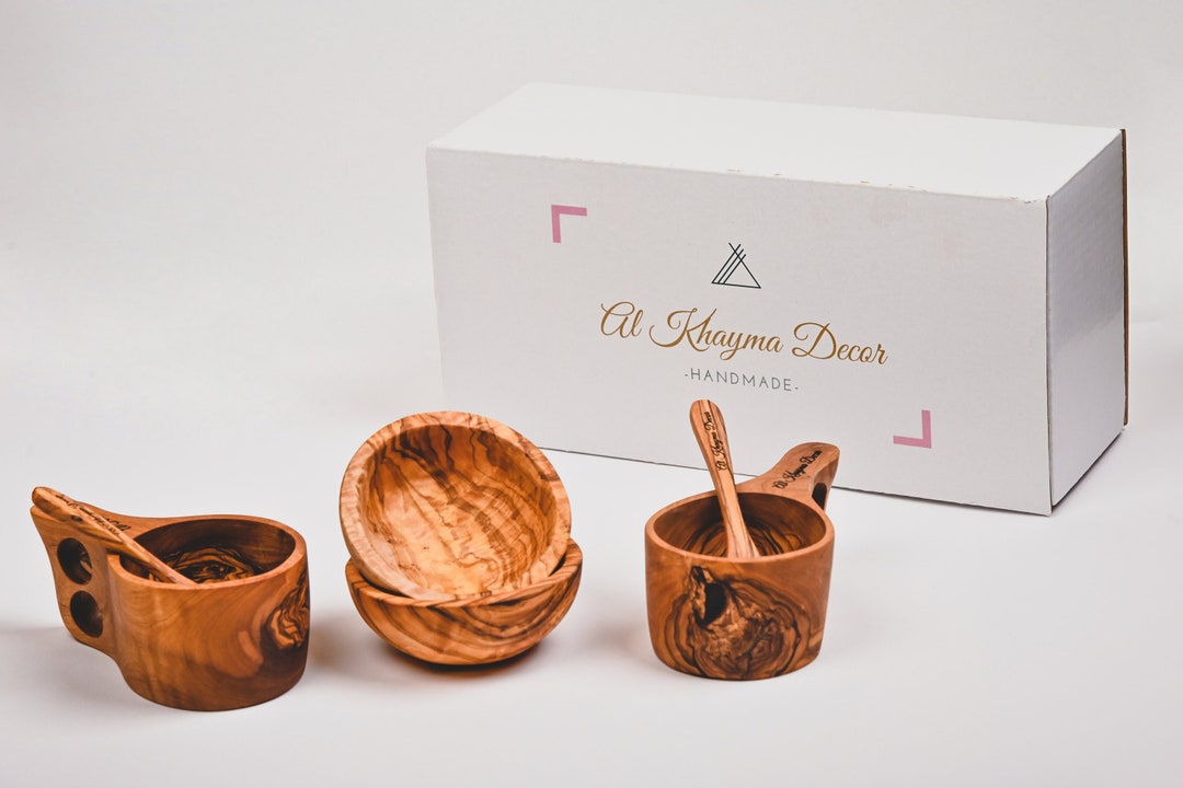 Wooden Coffee Cups With Spoons and Bowls Kuksa Cup Guksi Cup Small