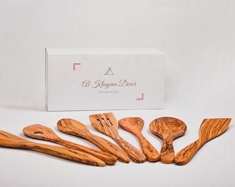 Utensils set of 7 | Olive Wood | Al Khayma Decor