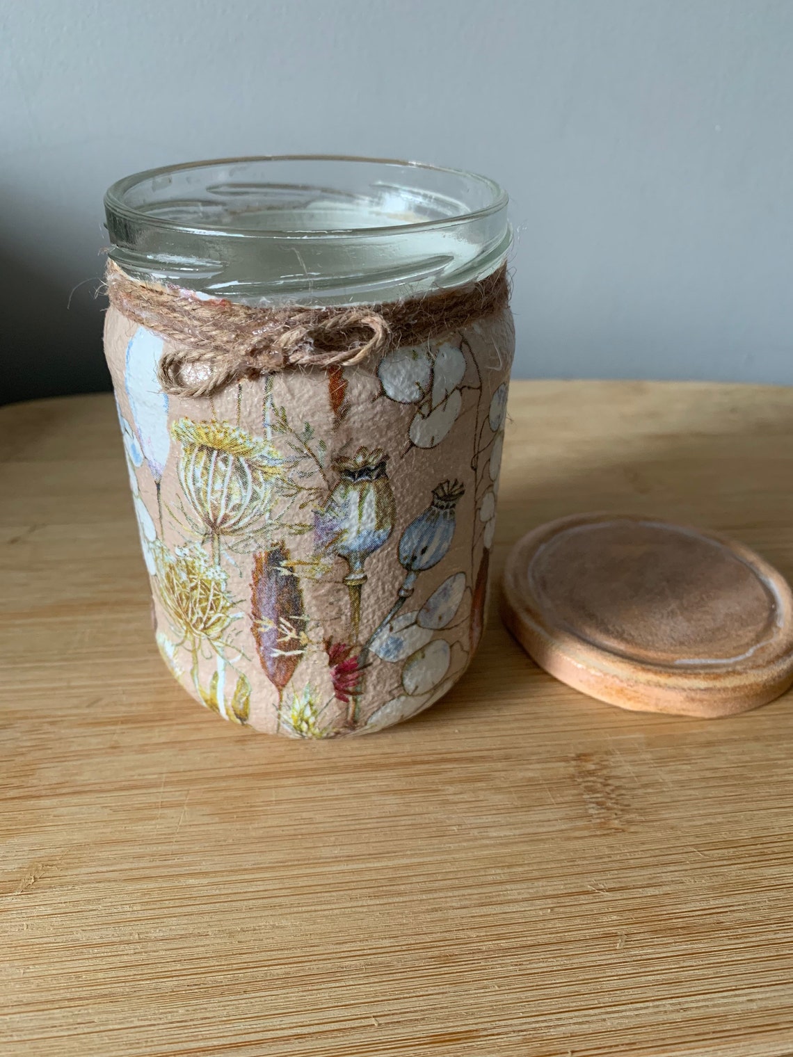 Handmade Jar with lid / decoupage jar/ unique gift / home Etsy