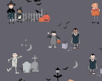 Spooky Hollow - Main Charcoal Sparkle - Melissa Mortenson - Riley Blake Designs - SC10570 Charcoal - 100% Cotton Quilting Fabric - Halloween