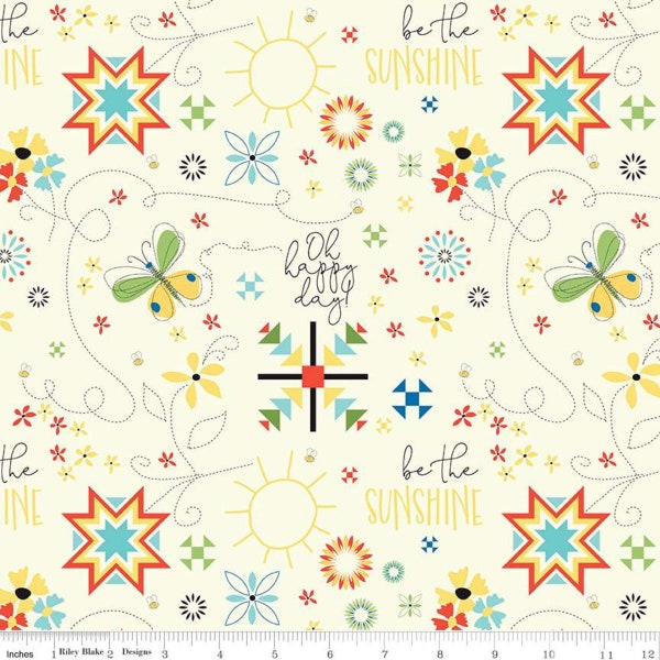 Oh Happy Day! - Main - Sandy Gervais - Riley Blake Designs - C10310 Cream - 100% Cotton Quilting Fabric
