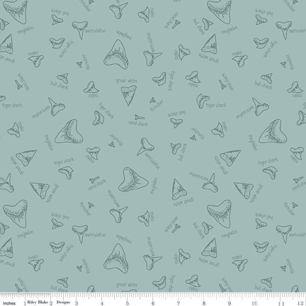 Riptide- Fossils Seafoam - Citrus & Mint Designs - Riley Blake Designs - C10301 Seafoam - 100% Cotton Quilting Fabric