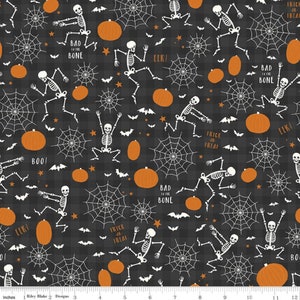 Bad to the Bone Glow in the Dark Main Black - My Mind&#39;s Eye - GC11920-Black - 100% Cotton Quilting Fabric