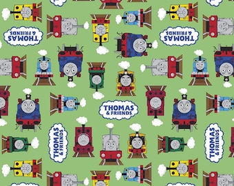 CLEARANCE End of Bolt Sale - Thomas and Friends All Aboard Green Friends - Riley Blake Designs - C11001 Green - 100% Cotton Quilting Fabric