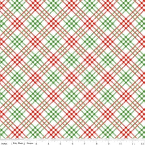 Tela de acolchado 100 % algodón &quot;Christmas Joy&quot; - Plaid White - Lindsay Wilkes - C12253-WHITE