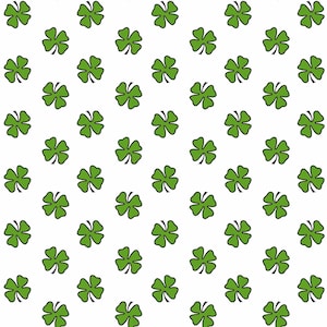 Hello Lucky Four Leaf Clover by Henry Glass - 9735-6 White/Green - St. Patricks Day fabric material - 100% Cotton Quilting Fabric