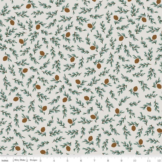 FLANNEL Camp Woodland Offwhite Pinecones - Riley Blake Designs - F12572-OFFWHITE - 100% Cotton Flannel Quilting Fabric