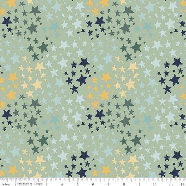 It's A Boy Stars Sage baby boy fabric- Riley Blake Designs - C13254 SAGE - 100% Cotton Quilting Fabric material