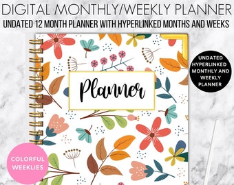 Undated digital weekly planner, portrait planner, undated planner for Goodnotes, monthly weekly planner, cute digital planner, iPad planner