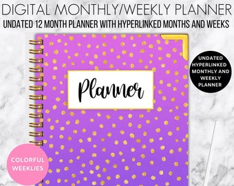 Undated digital weekly planner, portrait planner, undated planner for Goodnotes, monthly weekly planner, cute digital planner, iPad planner