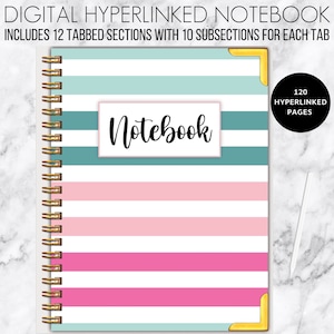 Digital journal, hyperlinked journal, digital notebook, hyperlinked notebook, Goodnotes, hyperlinked journal for iPad, notebook for school